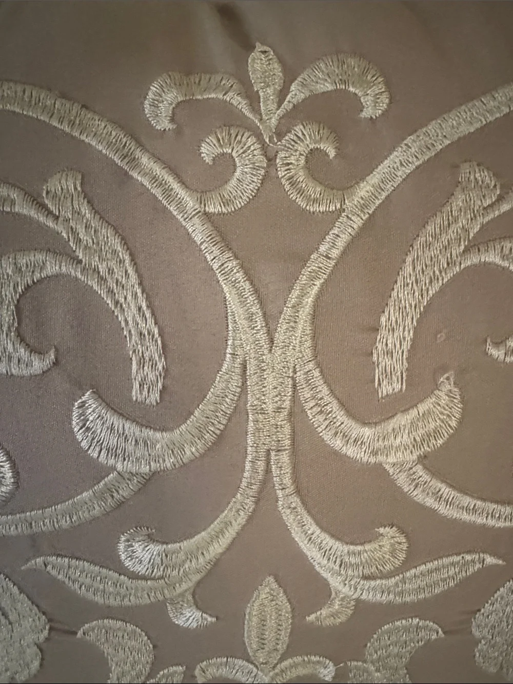 Decorative Taupe Embroidered Scroll Throw Pillow - Brand